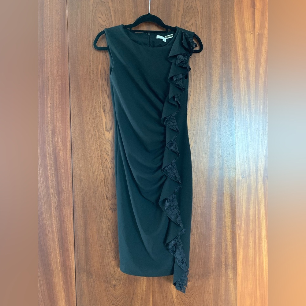 Tracy Reese Black Asymmetrical Ruffle Dress